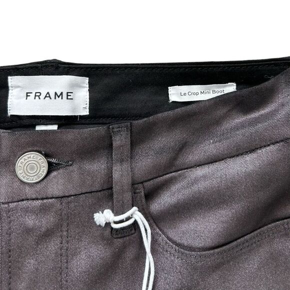 Frame Mahogany Le Crop Mini Boot Flare Jeans Size 29 Brown Bootcut Shiny NWT new - Picture 5 of 7